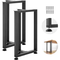 Vevor bordben, 74 cm H x 43 cm B, firkantede T-formede stålmøbelben, modulært design, nem montering, maks. belastning 900 kg, kraftig, til hjemmekontorbord, spisebord, arbejdsbænke, sæt med 2, sort