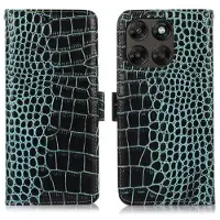 Mtp Products Motorola Moto G77/G67 Crocodile Series Læderpung med RFID - Grøn