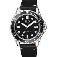 Q&Q Herreur A172J332Y Classic Sort/Læder Ø43 mm