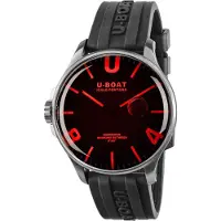 U-BOAT Herreur 8465/B Darkmoon Rød/Gummi Ø44 mm