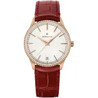 Zenith Dameur 22.3200.670-01.C831 Elite Classic Sølvfarvet/Gummi