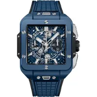Hublot Herreur 821.EX.5170.RX Square Bang Unico Blå/Gummi Ø42 mm