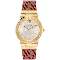 Versace Dameur VEVH01521 Greca Logo Sølvfarvet/Læder Ø38 mm
