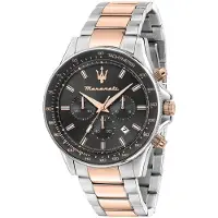 Maserati Herreur R8873640021 Sfida Sort/Rosaguldtonet stål Ø44 mm