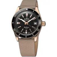 Edox Dameur 80131-37RNC-NI Skydiver Sort/Læder Ø38 mm