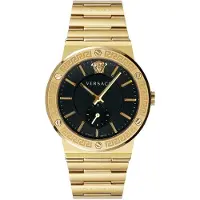 Versace Herreur VEVI00821 Greca Logo Sort/Gul guldtonet stål Ø41 mm
