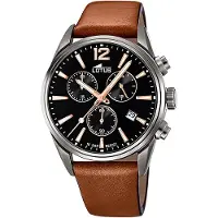 Lotus Herreur 18683/2 Chrono Sort/Læder Ø42 mm