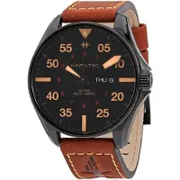 Hamilton Herreur H64705531 Khaki Aviation Sort/Læder Ø46 mm