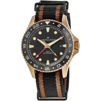Hamilton Herreur H82565930 Khaki Navy Scuba Gmt Sort/Tekstil Ø43 mm