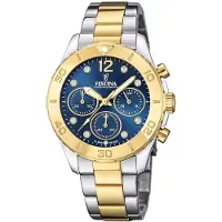 Festina Dameur F20604-3 Boyfriend Blå/Gul guldtonet stål Ø39 mm