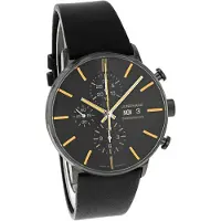 Junghans Herreur 27/4372.03 FORM A Chronoscope Sort/Læder Ø42 mm