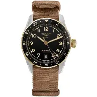 Longines Herreur L3.802.5.53.9 Spirit Zulu Time Sort/Tekstil Ø39 mm