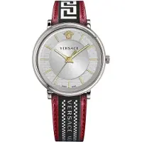 Versace Herreur VE5A01421 V Circle Sølvfarvet/Læder Ø42 mm