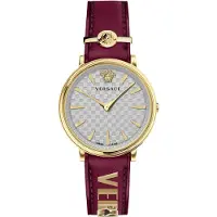 Versace Dameur VE8104322 V Circle Sølvfarvet/Læder Ø38 mm