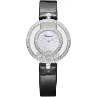 Chopard Dameur 209426-1201 Happy Diamonds Sølvfarvet/Læder Ø32 mm