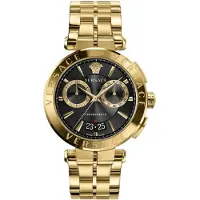 Versace Herreur VE1D02823 Aion Sort/Guldtonet stål Ø45 mm