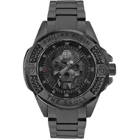 Philipp Plein Herreur PWAAA3025 The Skull Sort/Stål Ø44 mm