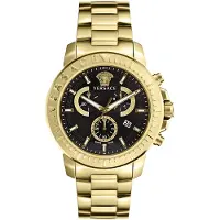 Versace Herreur VE2E00921 V Chrono Sort/Gul guldtonet stål Ø45 mm