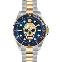 Philipp Plein Herreur PWOAA0722 The Skull Blå/Guldtonet stål Ø44 mm