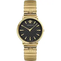 Versace Dameur VE8104722 V Circle Sort/Gul guldtonet stål Ø38 mm