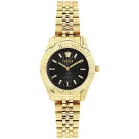 Versace Dameur VEQCA0424 Greca Sort/Gul guldtonet stål Ø30 mm