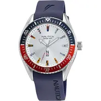 Nautica Herreur NAPFWF014 Sølvfarvet/Gummi Ø44 mm