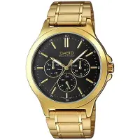Casio Herreur MTP-V300G-1AUDF Classic Sort/Gul guldtonet stål Ø41.5