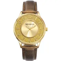 Mark Maddox Herreur MC0013-25 Classic Guldfarvet/Læder Ø38 mm