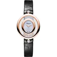 Chopard Dameur 204305-5301 Happy Diamonds Hvid/Læder Ø25.8 mm