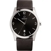 Obaku Herreur V169GDCBRB Sten Sort/Læder Ø41 mm