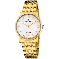 Festina Dameur F20048-2 Swiss Made Hvid/Gul guldtonet stål Ø29.3 mm