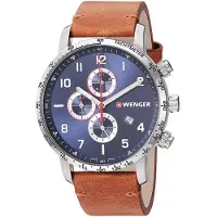 Wenger Herreur 01.1543.108 Blå/Læder Ø44 mm