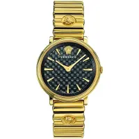 Versace Dameur VE8101519 V Circle Sort/Gul guldtonet stål Ø39 mm