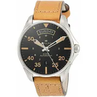 Hamilton Herreur H64645531 Khaki Aviation Sort/Læder Ø42 mm