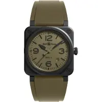 Bell & ross Herreur BR03A-MIL-CE/SRB BR 03 Military Grøn/Gummi