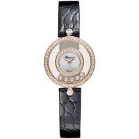 Chopard Dameur 203957-5214 Happy Diamonds Hvid/Læder Ø25.8 mm