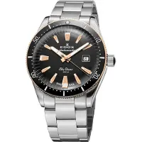 Edox Herreur 80126-357RNM-NIRB Skydiver Sort/Stål Ø42 mm
