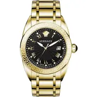 Versace Herreur VFE160017 Sort/Gul guldtonet stål Ø42 mm