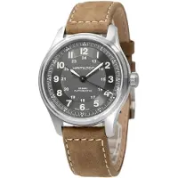 Hamilton Herreur H70545550 Khaki Field Sort/Læder Ø42 mm