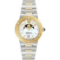 Versace VE7G00524 Greca Logo Hvid/Gul guldtonet stål Ø38 mm