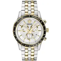 Versace Herreur VEZCA0624 Sport Sølvfarvet/Gul guldtonet stål Ø44