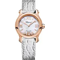 Chopard Dameur 274893-5009 Happy Sport Hvid/Læder Ø30 mm
