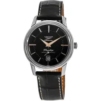 Longines Herreur L4.795.4.58.0 Flagship Heritage Sort/Læder Ø38.5 mm