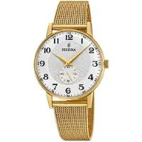 Festina F20569-1 Retro Sølvfarvet/Gul guldtonet stål Ø36 mm
