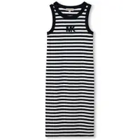 Michael Kors Michael Korstil piger. R30640 Lang kjole med marineblå striber (12Y= 150cm), Casual, Bomuld, Uden ærmer/stropper, børnetøj