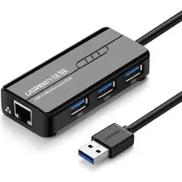 UGREEN - Hub - 3 x SuperSpeed USB 3.0 + 1 x 10/100/1000 - desktop
