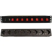 Techly I-CASE STRIP-815I, 1.5U, Vandret, Sort, 8 AC stikkontakt(er), Type F, Type F