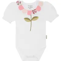 Hust and Claire Body k/æ - Britt - Hvid m. Blomst - - 1 år (80) - Body K/Æ