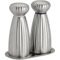 Robert Welch Palm Satin salt- og pebersæt Small-rostfrit stål, med bakke