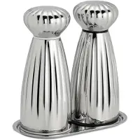 Robert Welch Palm Bright salt- og peberkværnsæt Small-rostfrit stål, med bakke